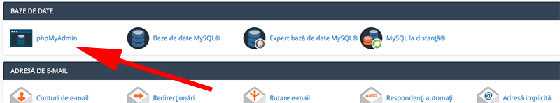 Accesare phpMyAdmin din cPanel