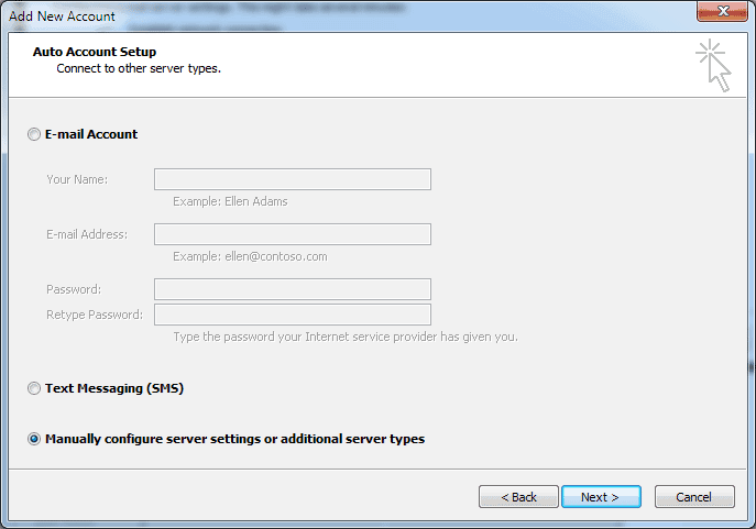 Configurare Outlook 2010 - Adăugare cont nou de email