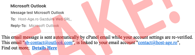Fake email solicitare recuperare parolă cont email