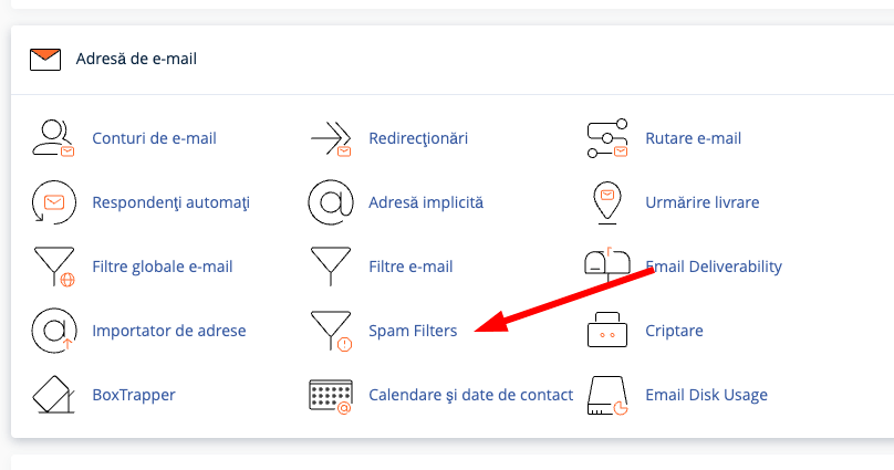 Selectare Spam Filters din cPanel