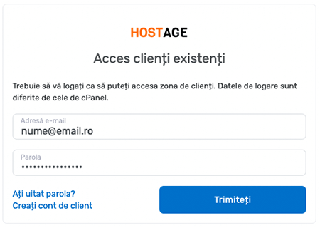 Accesare zona de client