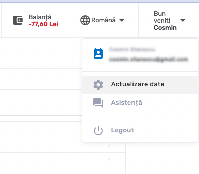 Selectare buton editare date cont client
