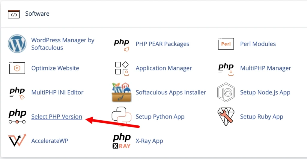 selectare versiune de php in cpanel