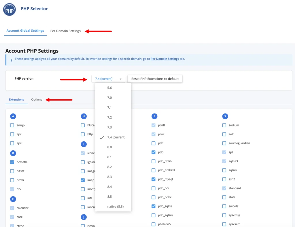 selectare versiune de php in cpanel 2