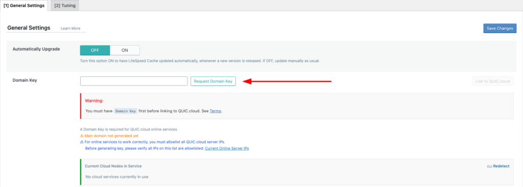 Litespeed cache request domain key