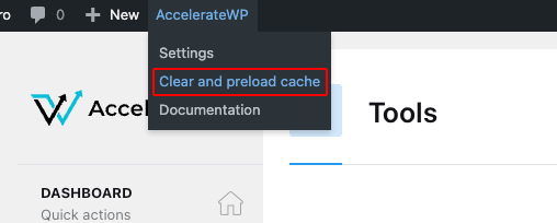 Ștergere cache din AccelerateWP