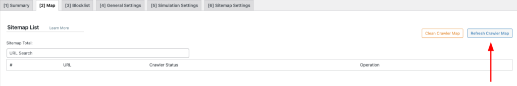 refresh Crawler Map import in LiteSpeed Cache