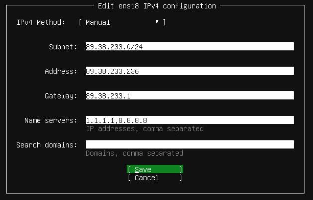Configurare rețea ens18 IPv4 Ubuntu