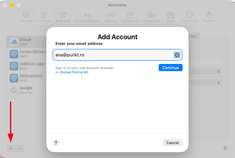 Configurare Apple Mail - Pasul 1